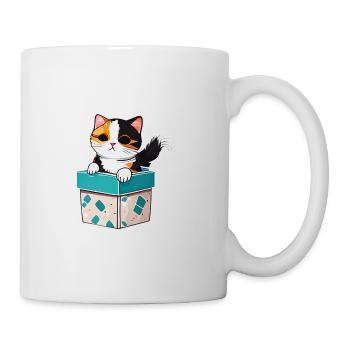 Chat dans une boite , avec son pelage lumineux - Mug blanc - blanc - Droite