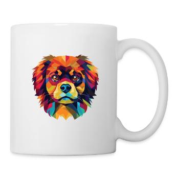 Tibetischer Spaniel Hunderasse Aquarell Illustration - Tasse - Weiß - Rechts