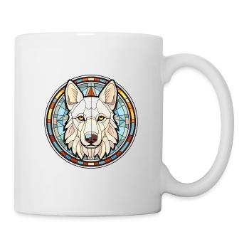 Weißer Schäferhund Rasse Aquarell Illustration - Tasse - Weiß - Rechts