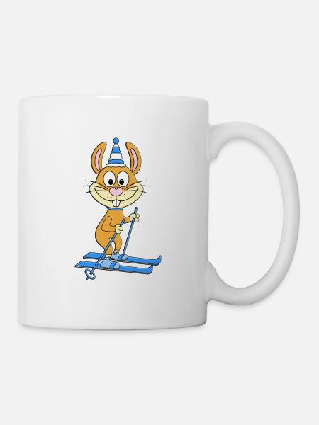 SKI - SKIER - HASE - WINTERSPORT - SPORT - TIER - Tasse - Weiß