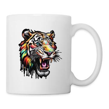 Tiger / Tier / Safari /gestreift / bunt / Jäger - Tasse - Weiß - Rechts