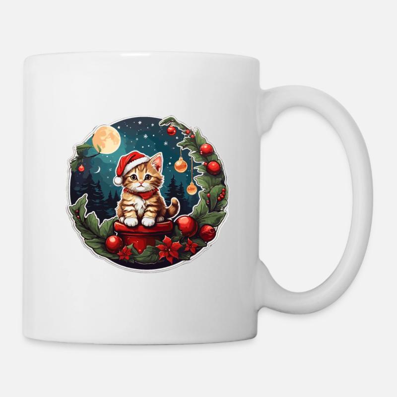 Chat de Noël - Mug blanc - blanc
