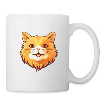 Ginger Longhair chat dessin animé aquarelle Clipart - Mug blanc - blanc - Droite