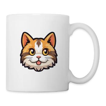 Hauskatze Cartoon Aquarell Illustration - Tasse - Weiß - Rechts