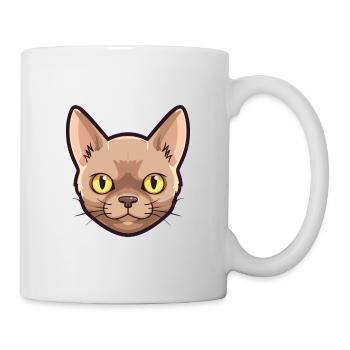 Burmesische Katze Cartoon Aquarell Illustration - Tasse - Weiß - Rechts