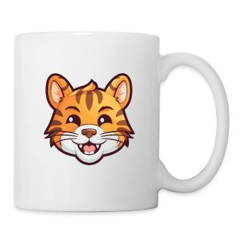 Tiger Cat Colorful Cartoon Watercolor Illustration - Mug - white - Right