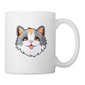 Verdünnte Calico-Katze Cartoon-Aquarell-Illustration - Tasse - Weiß - Rechts