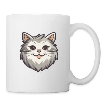 Sibirische Katze Karikatur Aquarell Illustration - Tasse - Weiß - Rechts