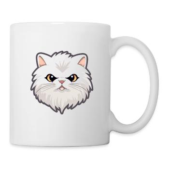 Weiße Langhaar Perserkatze Karikatur Aquarell Kunst - Tasse - Weiß - Rechts
