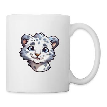 Léopard des neiges bébé chat dessin animé aquarelle Clipart - Mug blanc - blanc - Droite