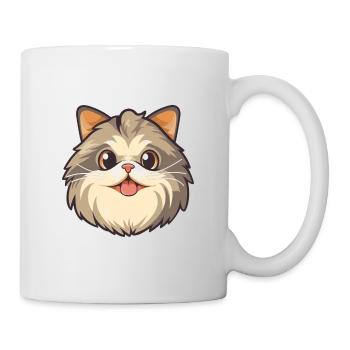 Sibirische Katze Karikatur Aquarell Illustration - Tasse - Weiß - Rechts