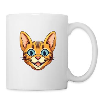 Toyger Katze Karikatur Aquarell Illustration - Tasse - Weiß - Rechts