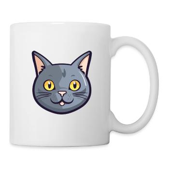 Chartreux Cat Cartoon Watercolor Illustration - Mug - white - Right