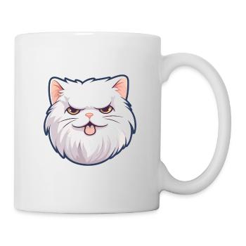 Weiße Langhaar Perserkatze Karikatur Aquarell Kunst - Tasse - Weiß - Rechts
