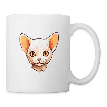 Devon Rex chat dessin animé aquarelle Illustration - Mug blanc - blanc - Droite