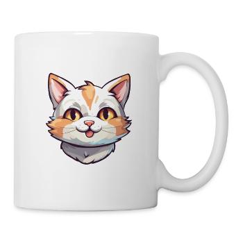Hauskatze Cartoon Aquarell Illustration - Tasse - Weiß - Rechts