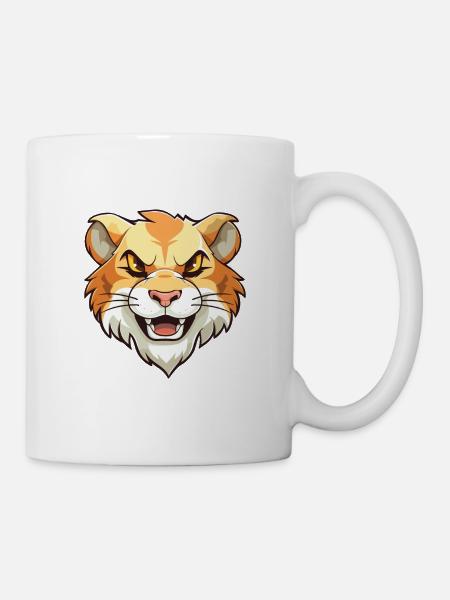 Liger Hybrid Lion Tiger Cat Cartoon Watercolor Art - Mug - white
