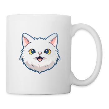 Turkish Angora Cat Cartoon Watercolor Illustration - Mug - white - Right