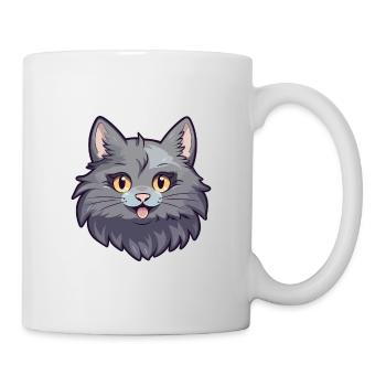 Nebelung Katze Karikatur Aquarell Illustration - Tasse - Weiß - Rechts