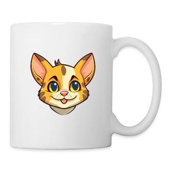 Savannah Katze Cartoon Aquarell Illustration - Tasse - Weiß - Rechts