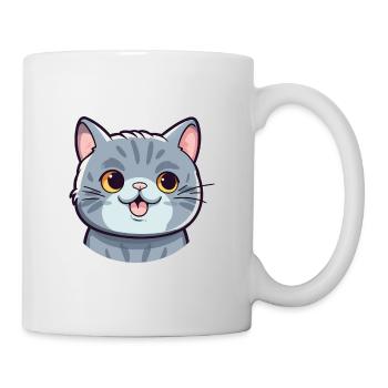 Scottish Shorthair Cat Cartoon Watercolor Clipart - Mug - white - Right
