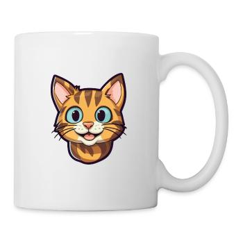 Toyger Katze Karikatur Aquarell Illustration - Tasse - Weiß - Rechts