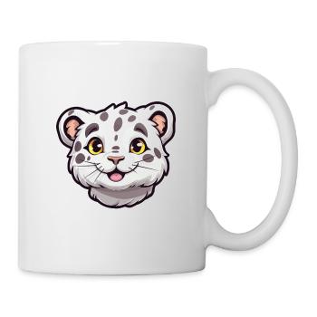 Léopard des neiges bébé chat dessin animé aquarelle Clipart - Mug blanc - blanc - Droite