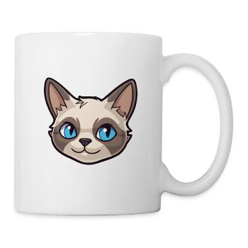 Siamkatze Karikatur Aquarell Illustration - Tasse - Weiß - Rechts
