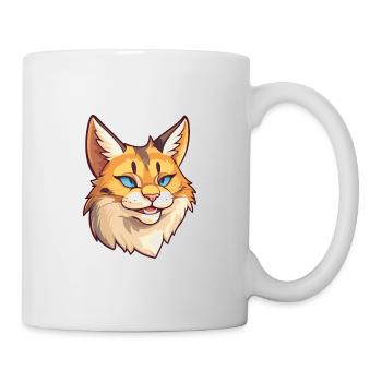 Lynx d’Eurasie chat Cartoon Illustration à l’aquarelle - Mug blanc - blanc - Droite