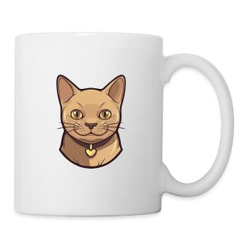 Burmesische Katze Cartoon Aquarell Illustration - Tasse - Weiß - Rechts