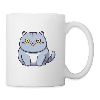 British Shorthair Cat Cartoon Watercolor Clipart - Mug - white - Right