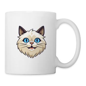 Birma Heilige Katze Karikatur Aquarell Illustration - Tasse - Weiß - Rechts