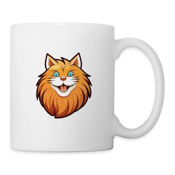 German Longhair Cat Cartoon Watercolor Clipart - Mug - white - Right