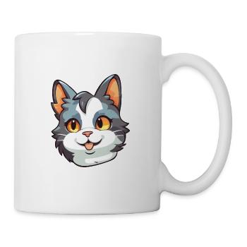 Verdünnte Calico-Katze Cartoon-Aquarell-Illustration - Tasse - Weiß - Rechts