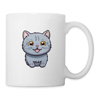Illustration à l’aquarelle de bande dessinée de chat argenté britannique - Mug blanc - blanc - Droite