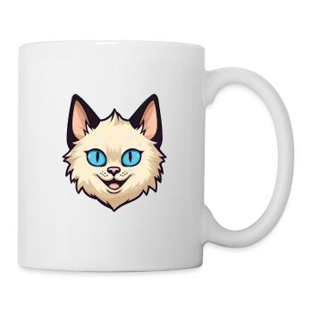 Balinesische Katze Cartoon Aquarell Illustration - Tasse - Weiß - Rechts