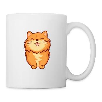 Ginger Longhair chat dessin animé aquarelle Clipart - Mug blanc - blanc - Droite