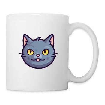 Chartreux Cat Cartoon Watercolor Illustration - Mug - white - Right