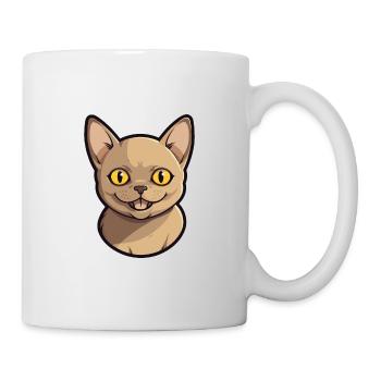 Burmesische Katze Cartoon Aquarell Illustration - Tasse - Weiß - Rechts