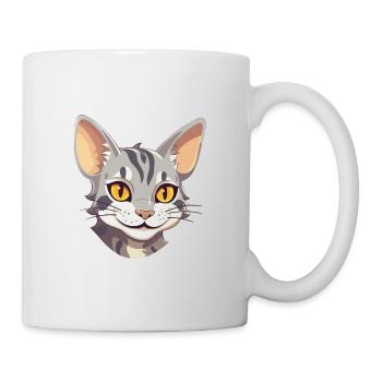 Egyptian Mau Cat Cartoon Watercolor Illustration - Mug - white - Right