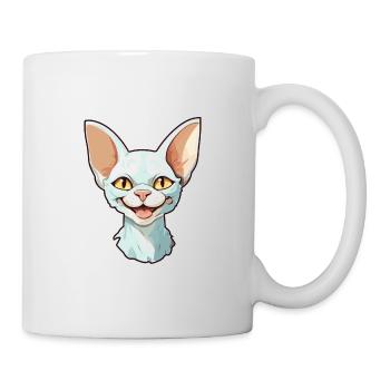 Devon Rex chat dessin animé aquarelle Illustration - Mug blanc - blanc - Droite