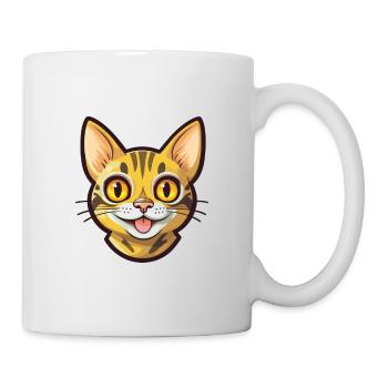 Bengal Katze Cartoon Aquarell Illustration - Tasse - Weiß - Rechts