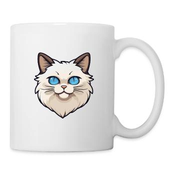 Birma Heilige Katze Karikatur Aquarell Illustration - Tasse - Weiß - Rechts