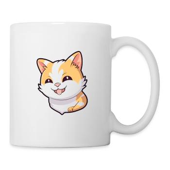 Japanisch Bobtail Katze Karikatur Aquarell Clipart - Tasse - Weiß - Rechts