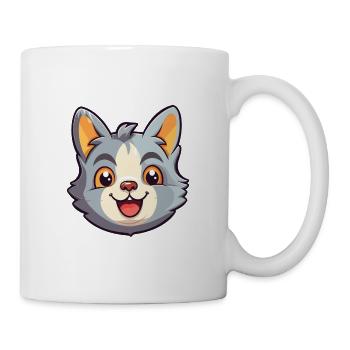 Hauskatze Cartoon Aquarell Illustration - Tasse - Weiß - Rechts