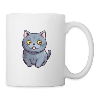 British Shorthair Cat Cartoon Watercolor Clipart - Mug - white - Right