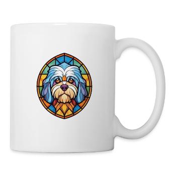 Illustration à l’aquarelle colorée de race de chien maltais - Mug blanc - blanc - Droite
