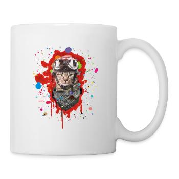 Moto Chaton Biker Cat - Mug blanc - blanc - Droite