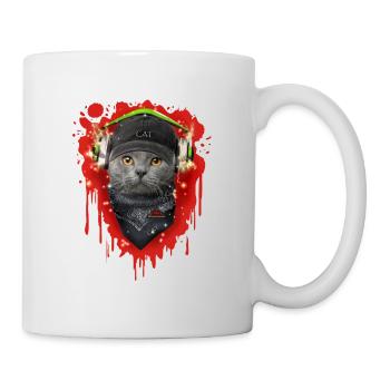 Cat wearing headphones - Mug - white - Right