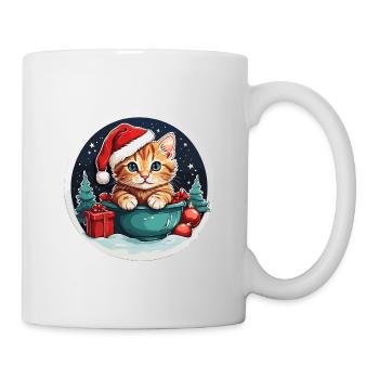 getigerte Weihnachtskatze - Tasse - Weiß - Rechts